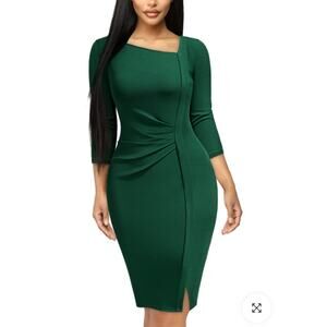 #190 MSRP $42 NWT AISIZE ASYMMETRICAL V-NECK DRAPED PENCIL DRESS ♡SIZE XL♡